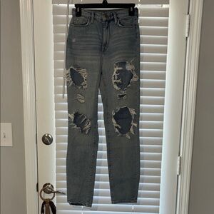 Stylish Distressed Blue Skinny Jeans